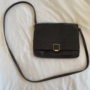 Smythson Burgundy Crocodile Crossbody Bag